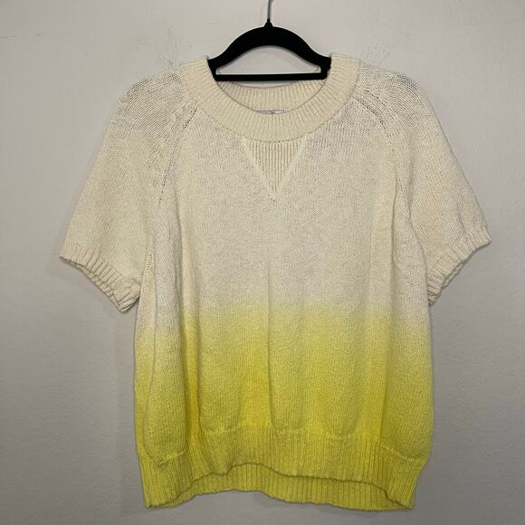 Madewell Dip-Dye Raglan Sweater Tee Pale Citron - Size S - Picture 2 of 5